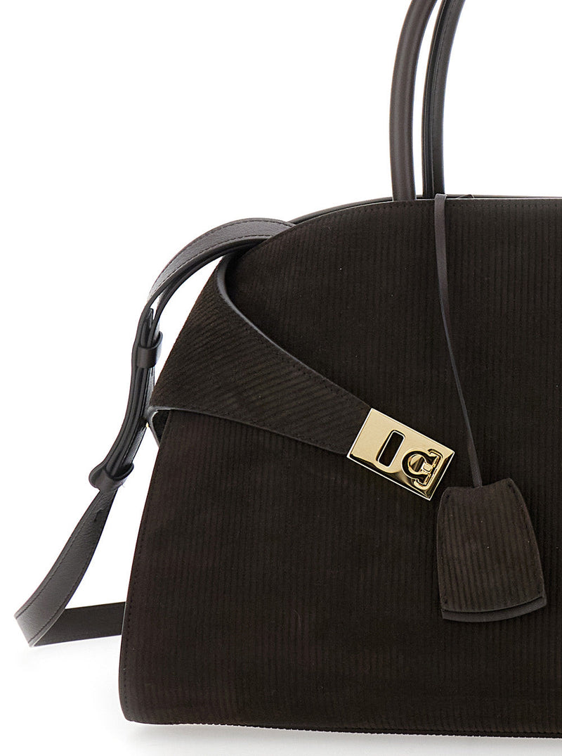 Ferragamo Hug Shoulder Bag — Brown Lamb