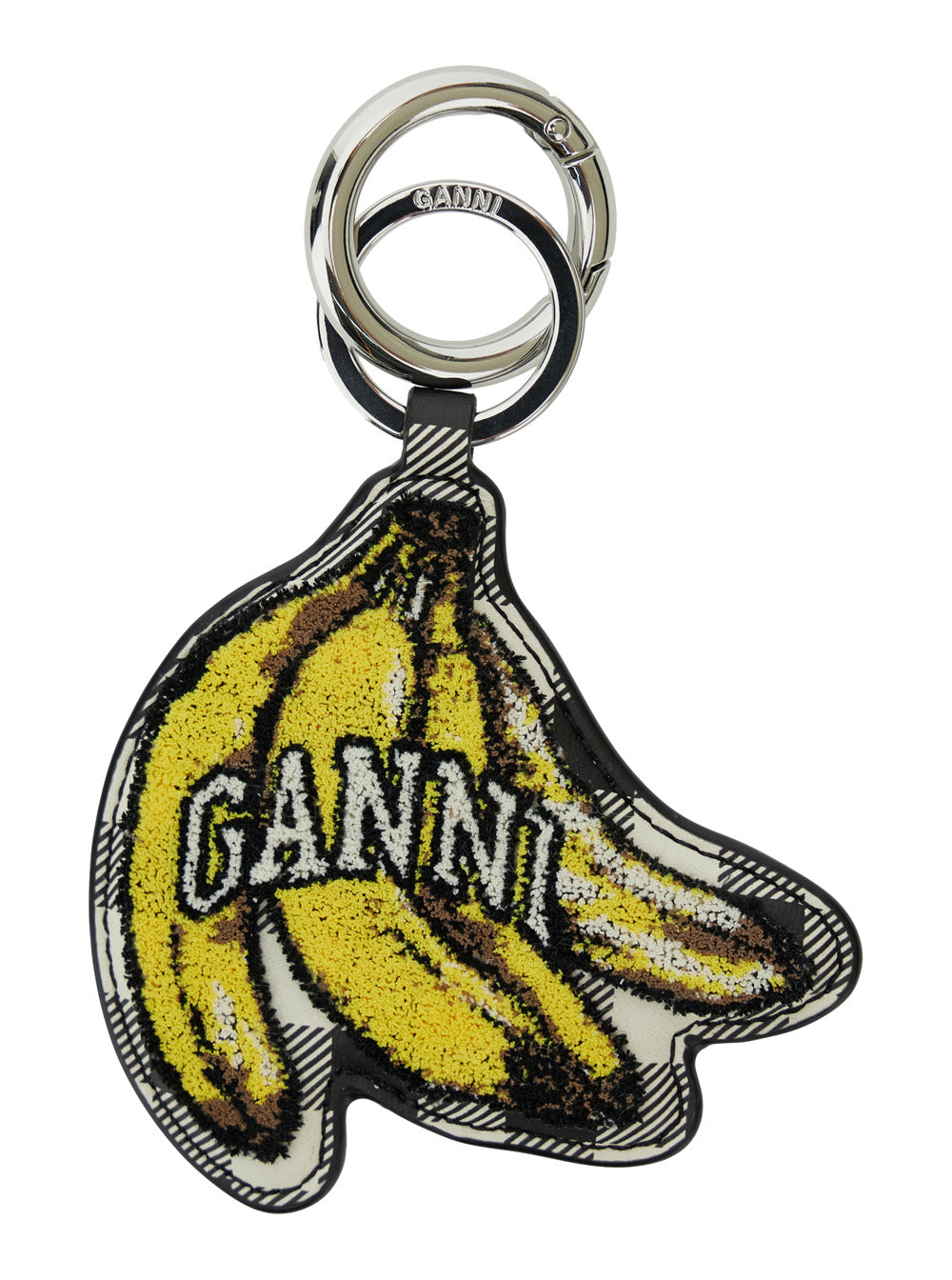 Ganni Banana-Shaped Recycled Leather Keychain — Multicolor Belt Buckles