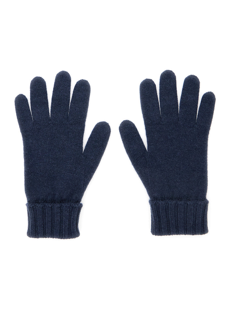 Gucci Cashmere Gg Logo Gloves — Navy