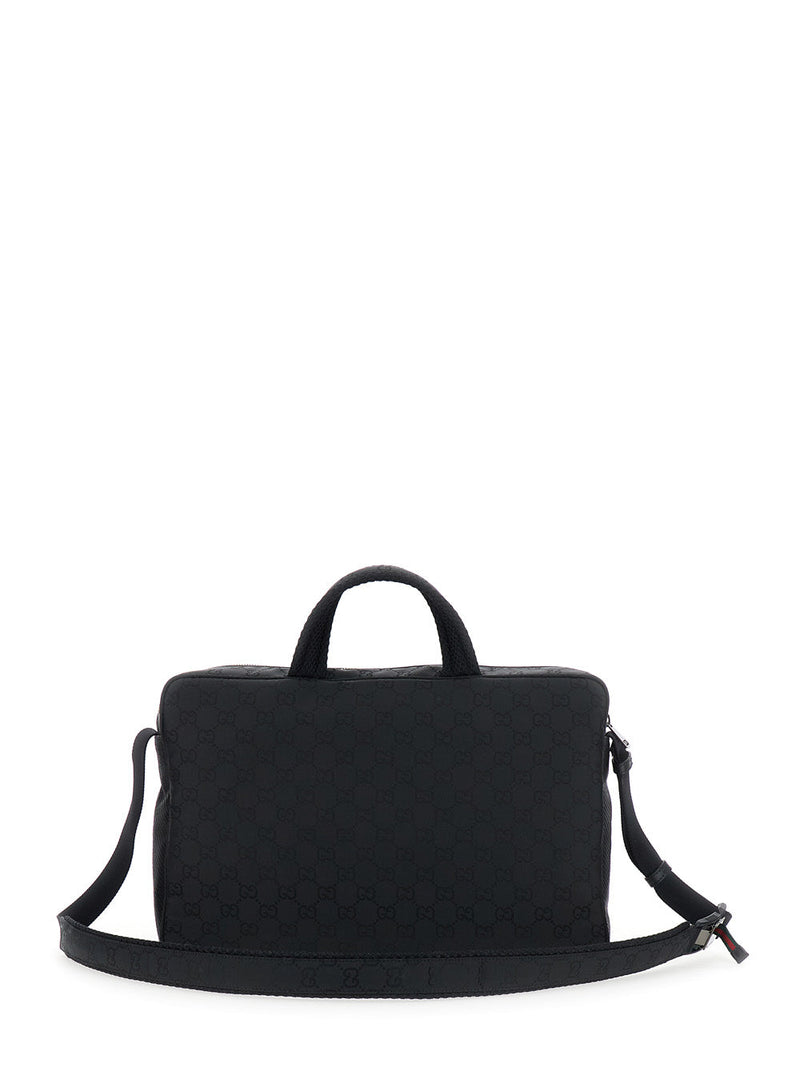 Gucci Gg-Motif Tech Fabric Shoulder Bag — Black Polyamide