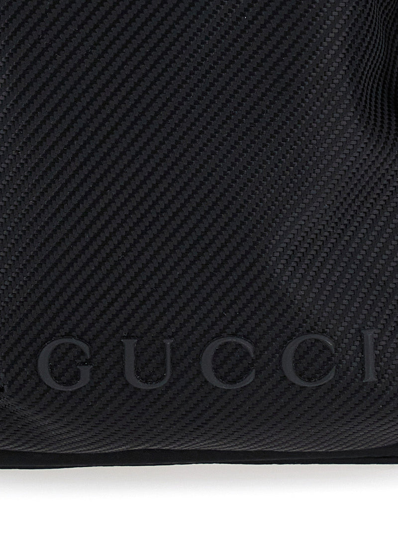 Gucci Gg-Motif Tech Fabric Shoulder Bag — Black Polyamide