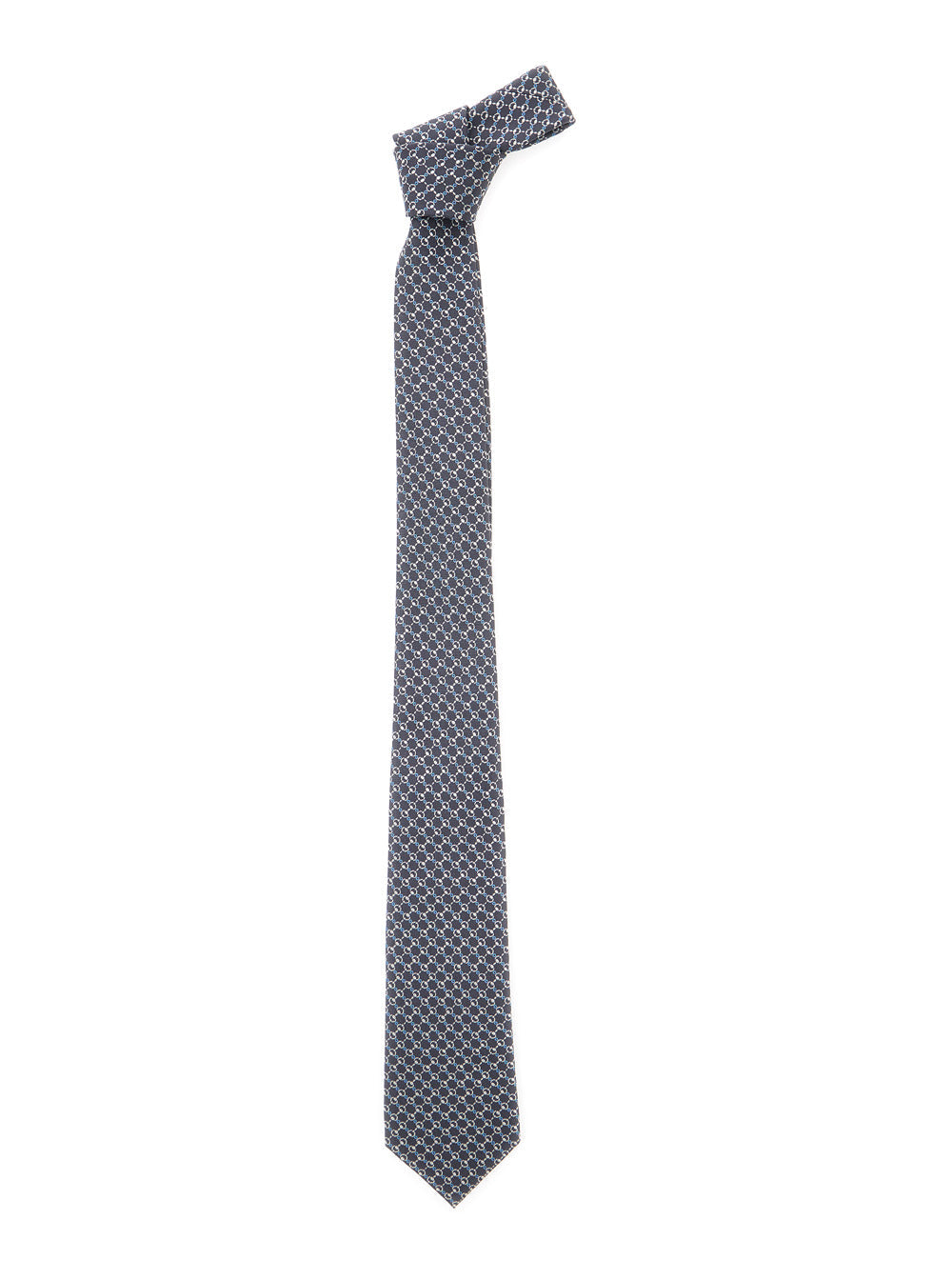 Gucci Horsebit Print Silk Necktie — Gray Neckties