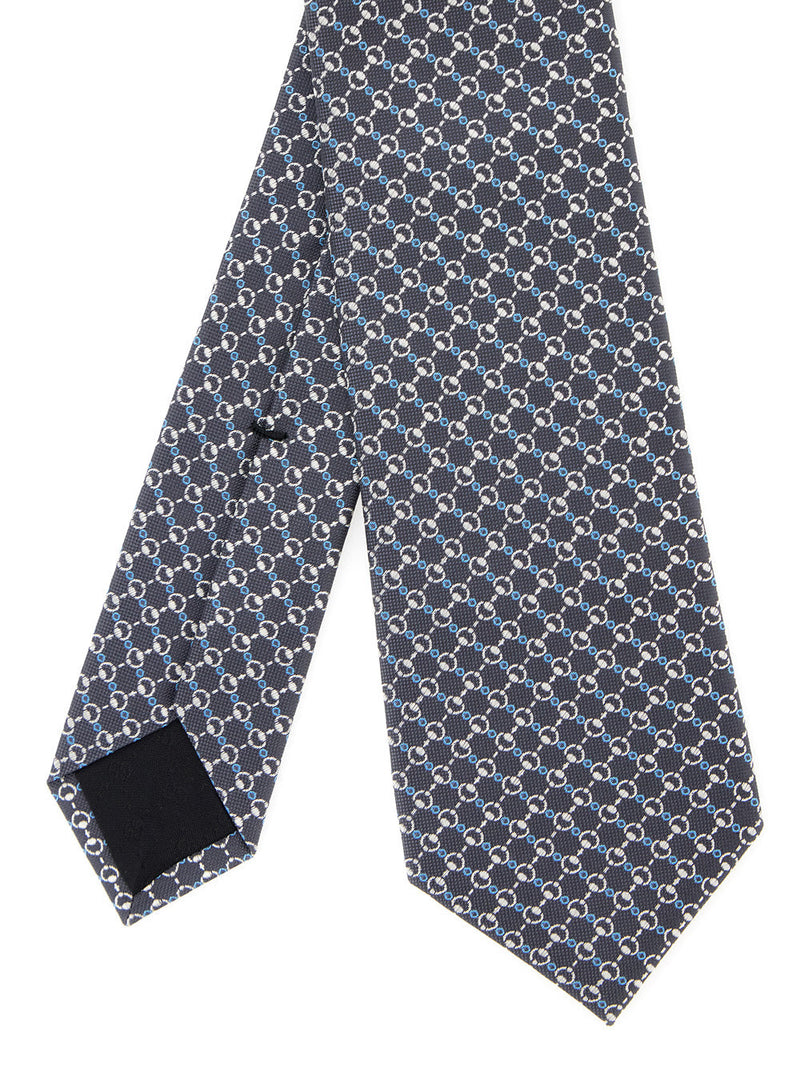 Gucci Horsebit Print Silk Necktie — Gray Neckties