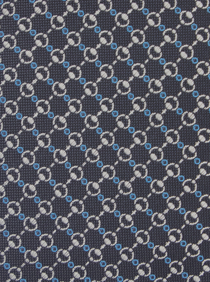 Gucci Horsebit Print Silk Necktie — Gray Neckties