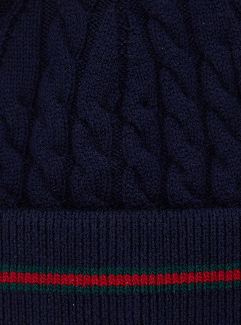 Gucci 8289124k206 Cable-Knit Wool Beanie — Navy Beanies