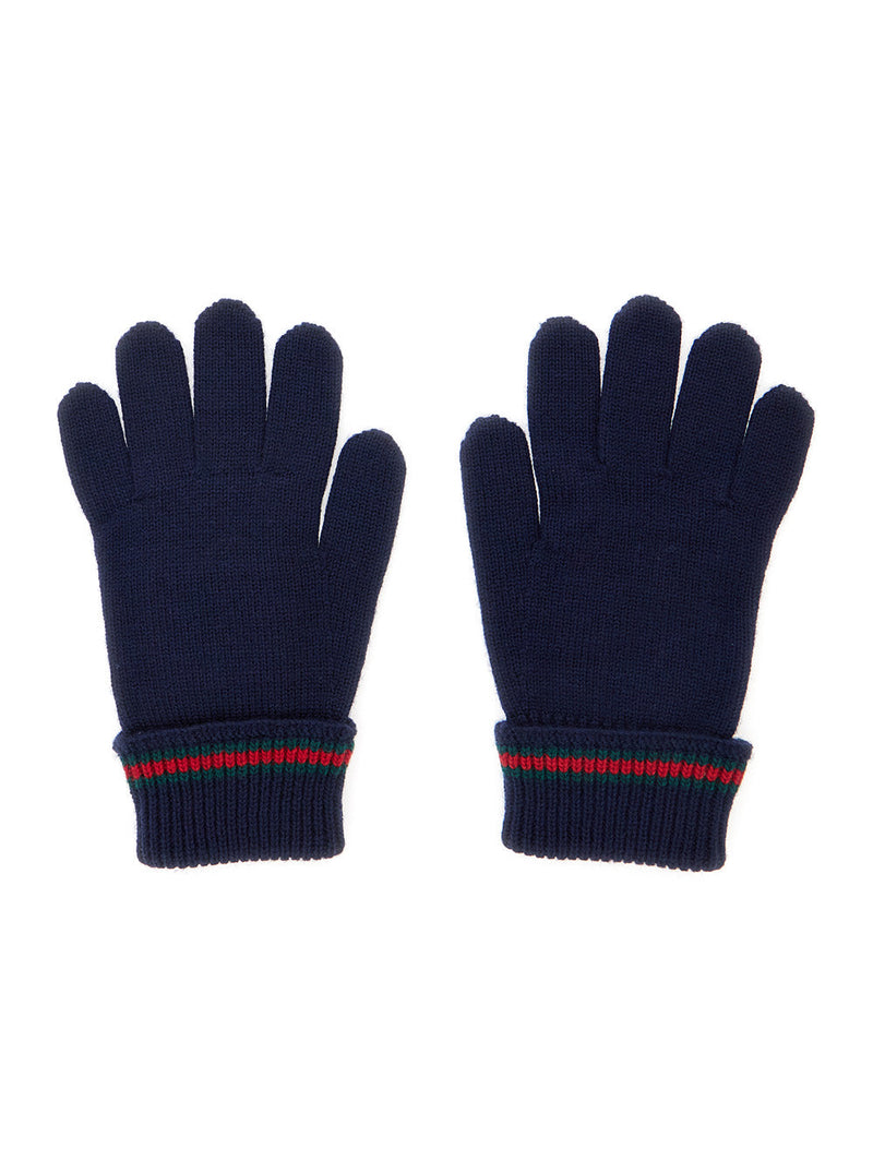 Gucci Wool Cable-Knit Gloves — Blue