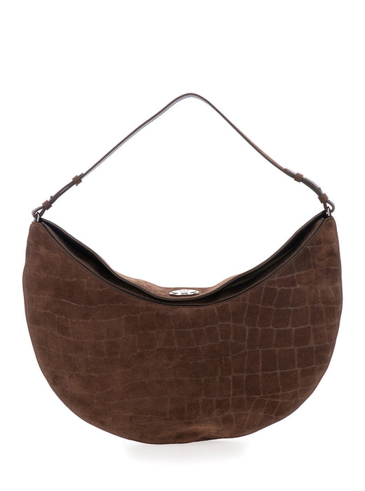 Jacquemus Crocodile-Embossed Leather Hobo Bag — Brown
