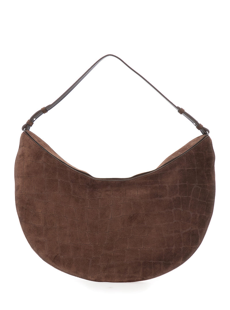 Jacquemus Crocodile-Embossed Leather Hobo Bag — Brown