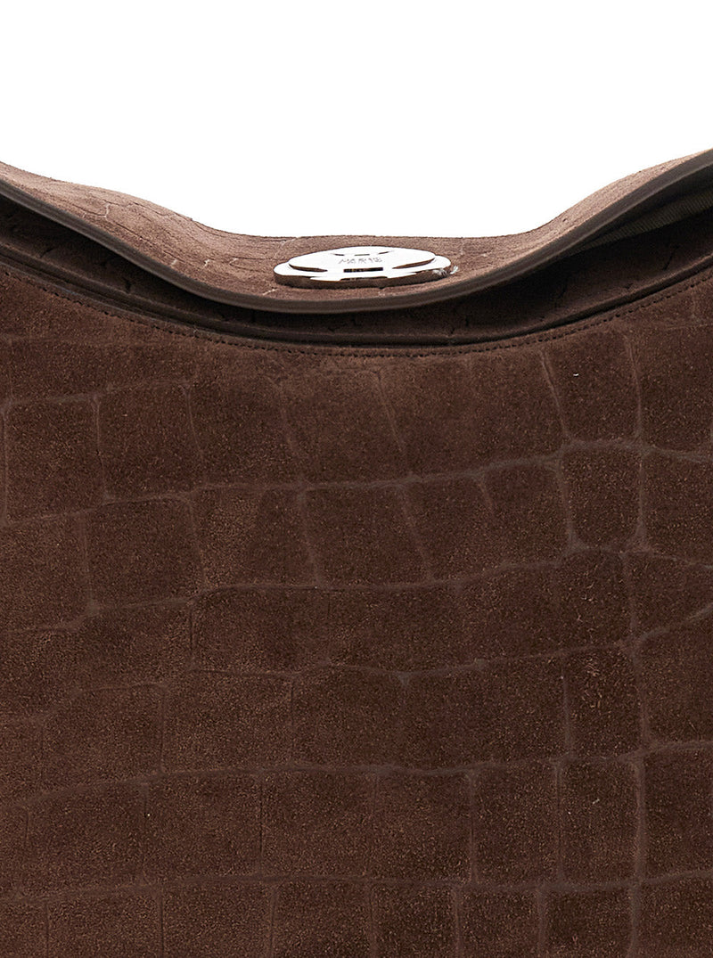 Jacquemus Crocodile-Embossed Leather Hobo Bag — Brown