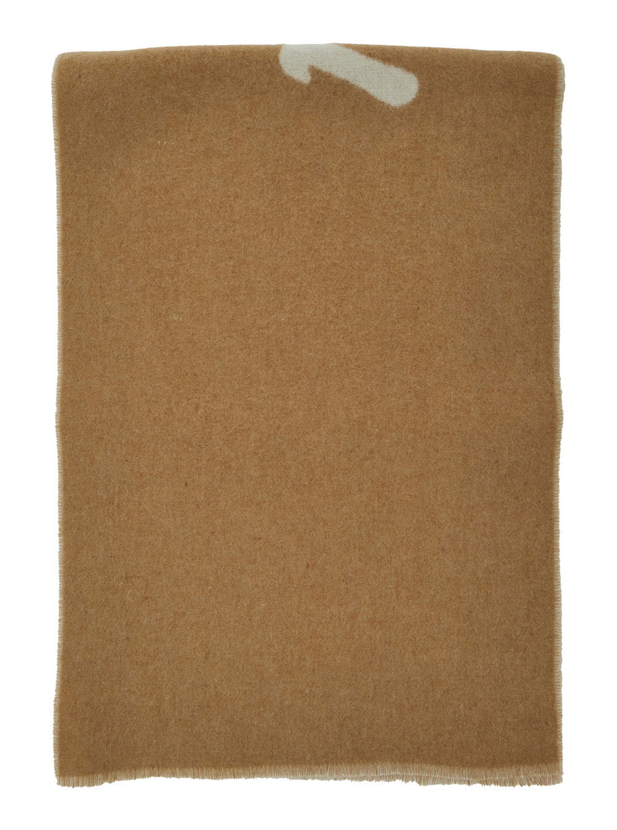 Maison Kitsuné Bicolor Logo Wool Scarf — Beige Scarfs