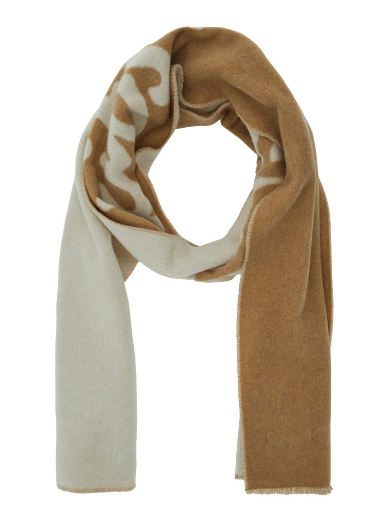 Maison Kitsuné Bicolor Logo Wool Scarf — Beige Scarfs