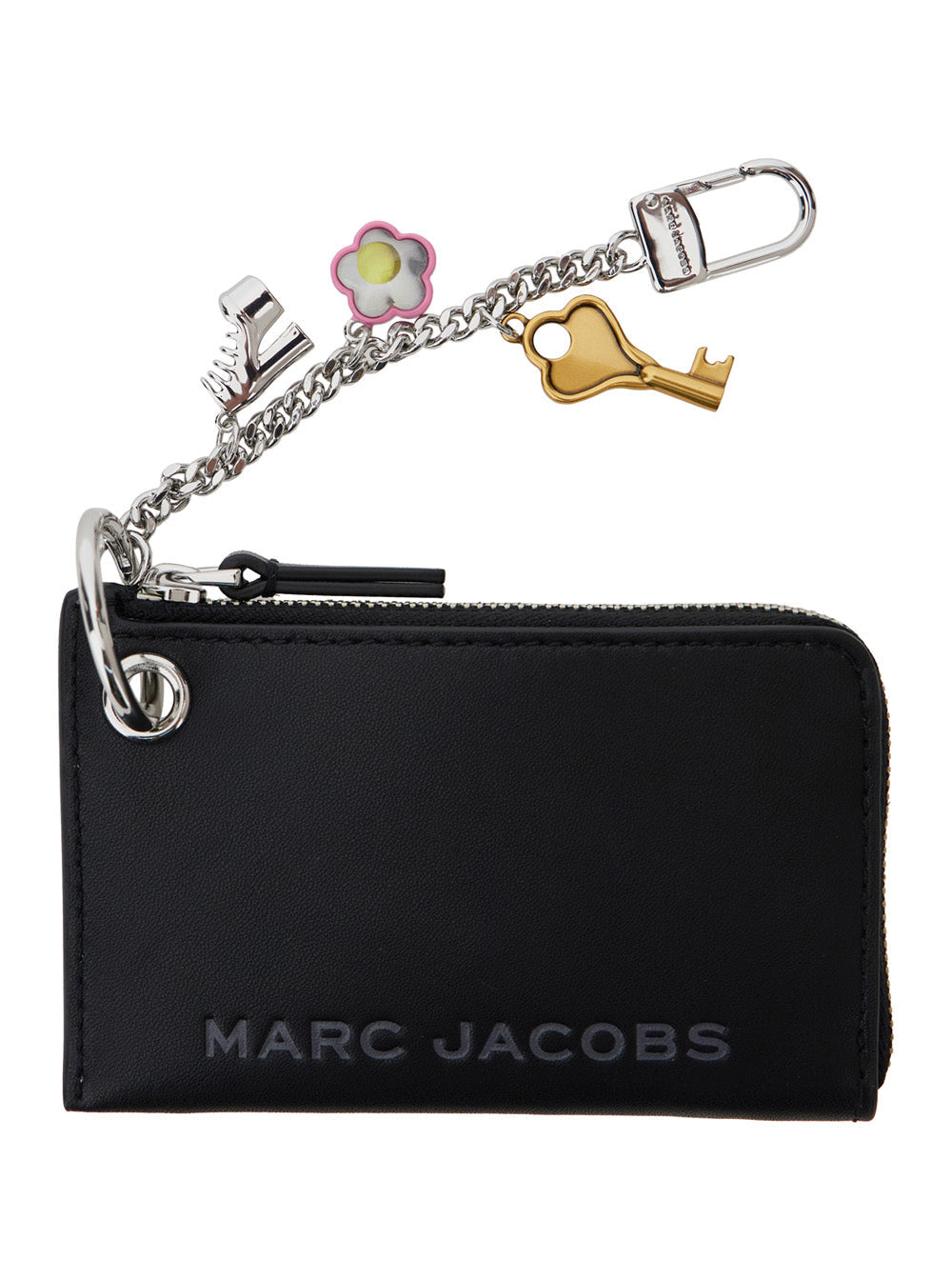 Marc Jacobs Logo-Lettering Calf Coin Purse Wallet — Black