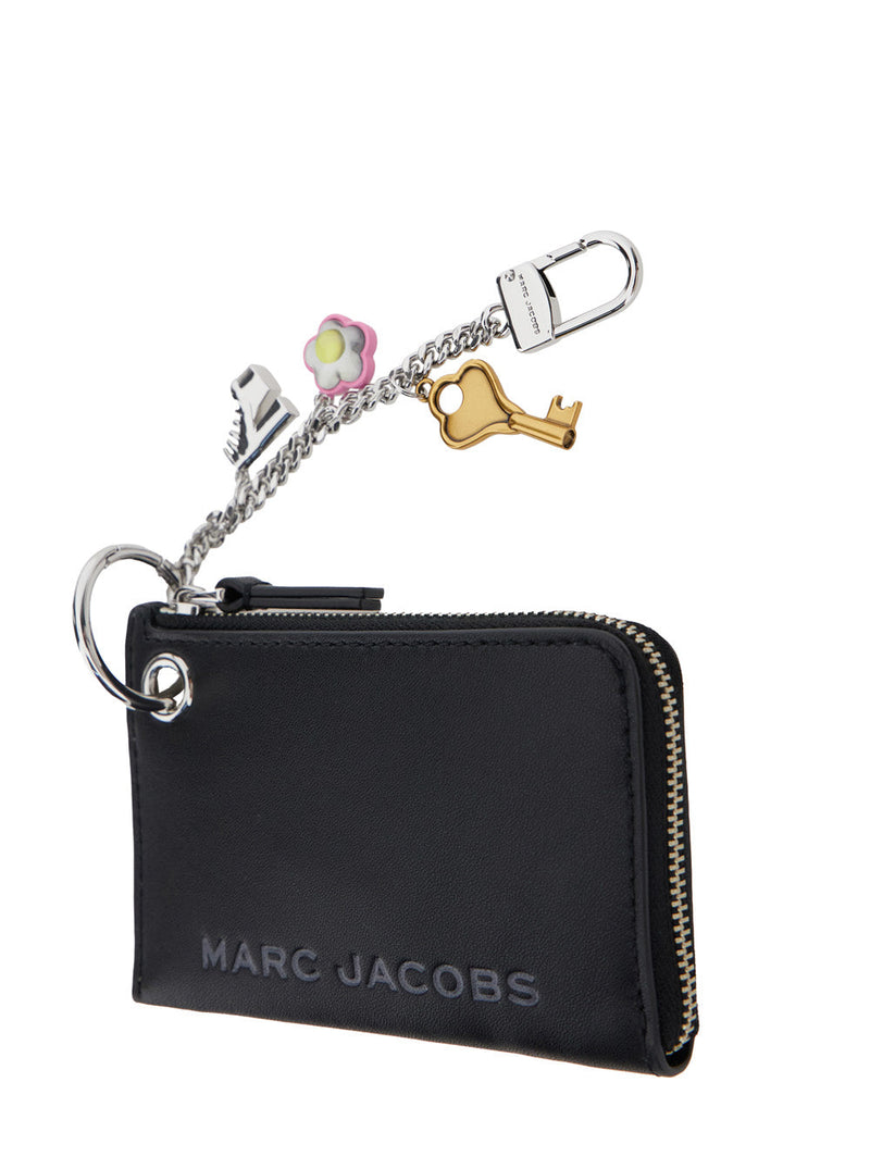 Marc Jacobs Logo-Lettering Calf Coin Purse Wallet — Black