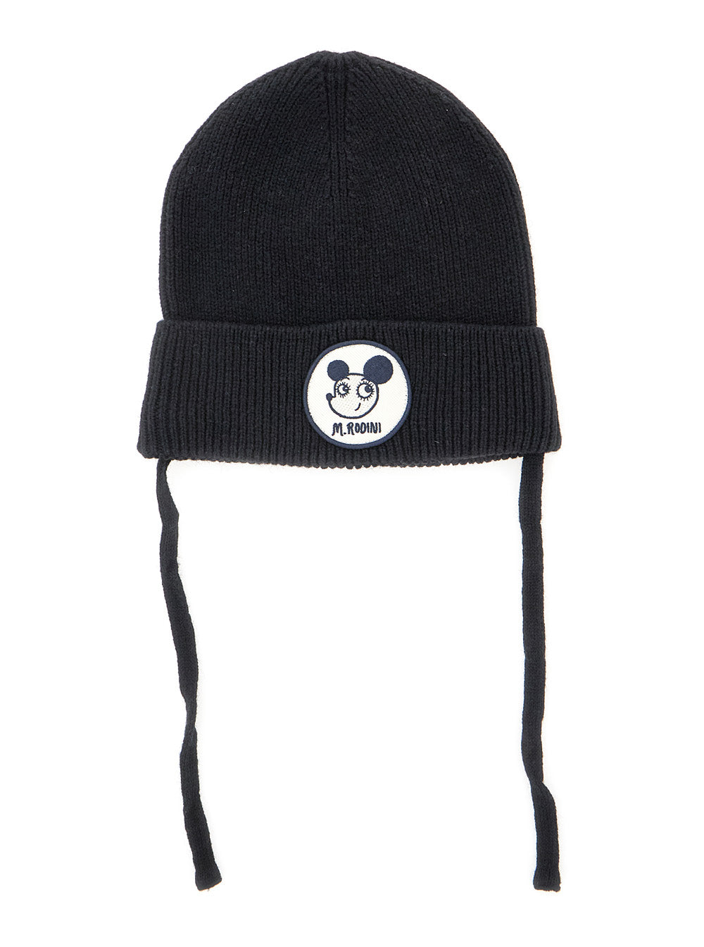 Mini Rodini 257651059 Logo-Patched Wool Blend Beanie — Black Beanies