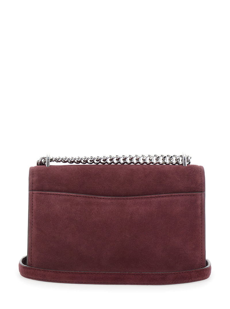 Michael Michael Kors Suede Chain-Strap Shoulder Bag — Burgundy Cow