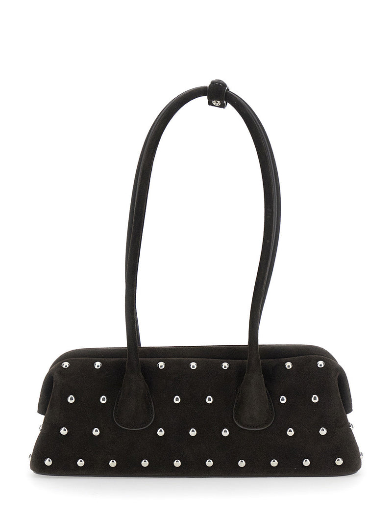Osoi Studded Suede Shoulder Bag — Black Cow