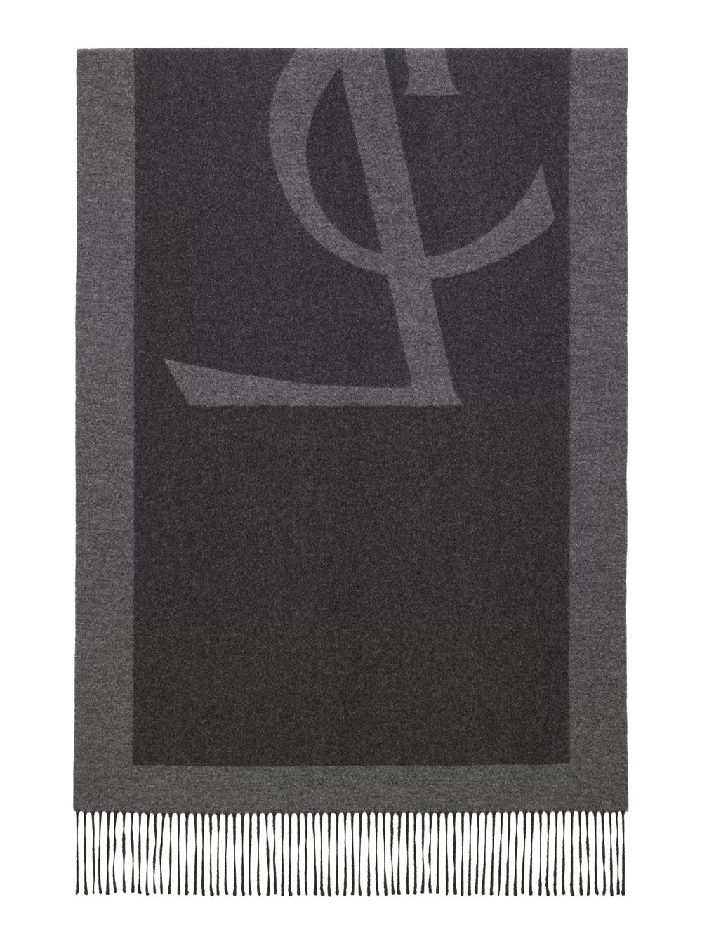 Saint Laurent Maxi Logo Silk Scarf — Gray Scarfs