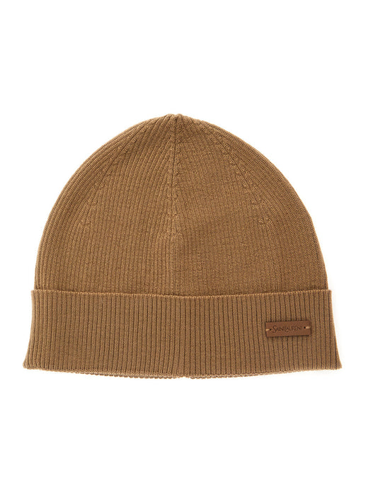 Saint Laurent 843435 Wool Knit Beanie — Beige Beanies