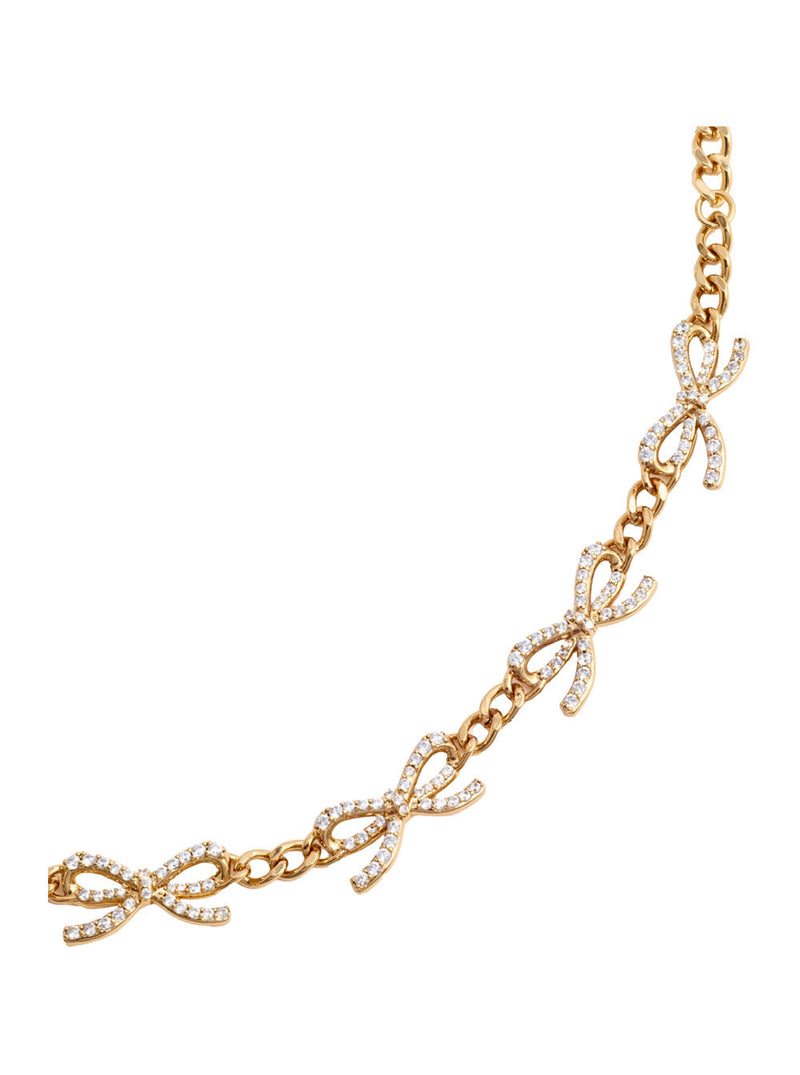 Self-Portrait Bow And Crystal-Embellished Bracelet — Gold Copper Bracelets