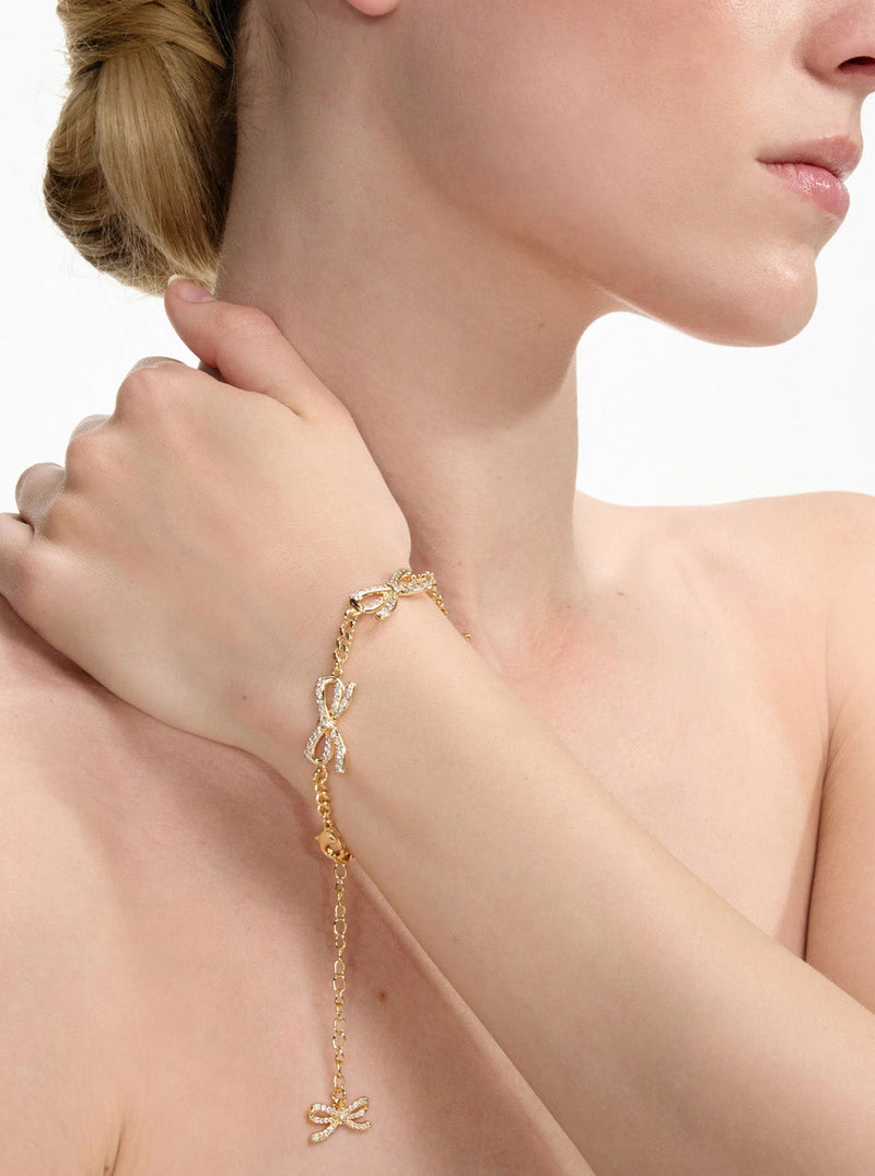 Self-Portrait Bow And Crystal-Embellished Bracelet — Gold Copper Bracelets