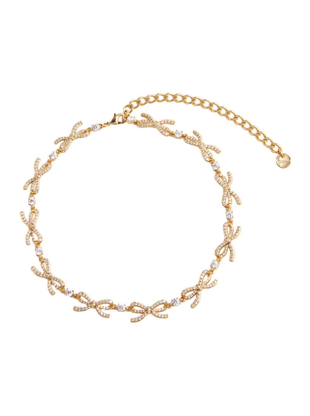 Self-Portrait Crystal-Embellished Bow Necklace — Gold Copper Necklaces