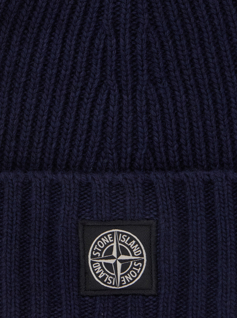 Stone Island K2s16n100003s00m3 Beanie — Blue Virgin Wool Beanies