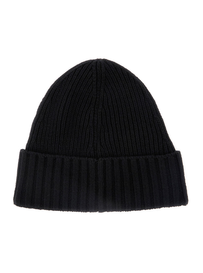 Stone Island K2s16n100003s00m3 Logo-Patched Virgin Wool Beanie — Black Beanies