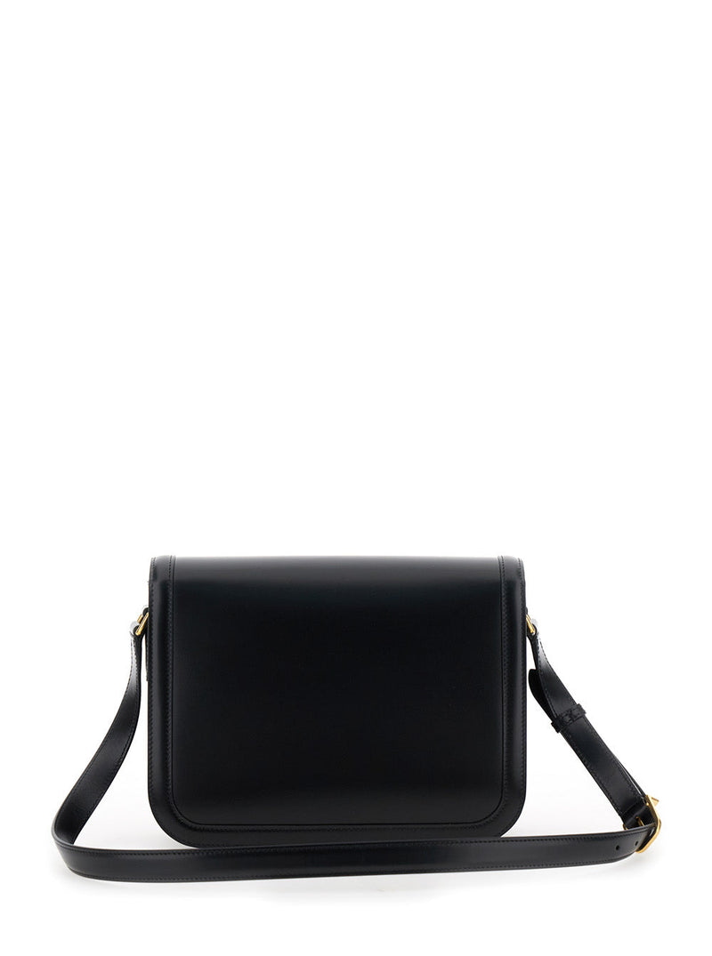Valentino Garavani Vlogo Shoulder Bag — Black Calf Leather