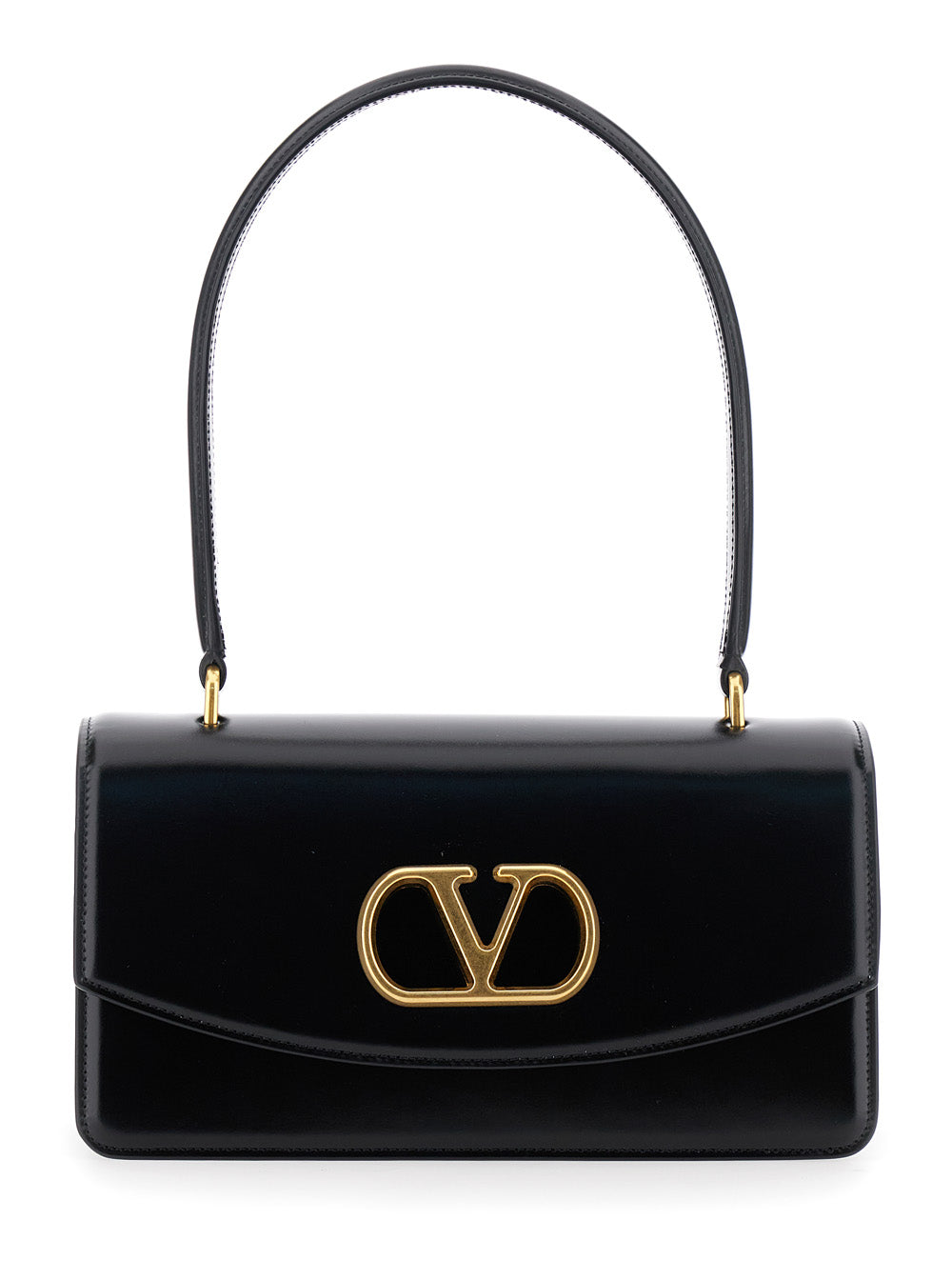 Valentino Garavani Vlogo Shoulder Bag — Black Calf