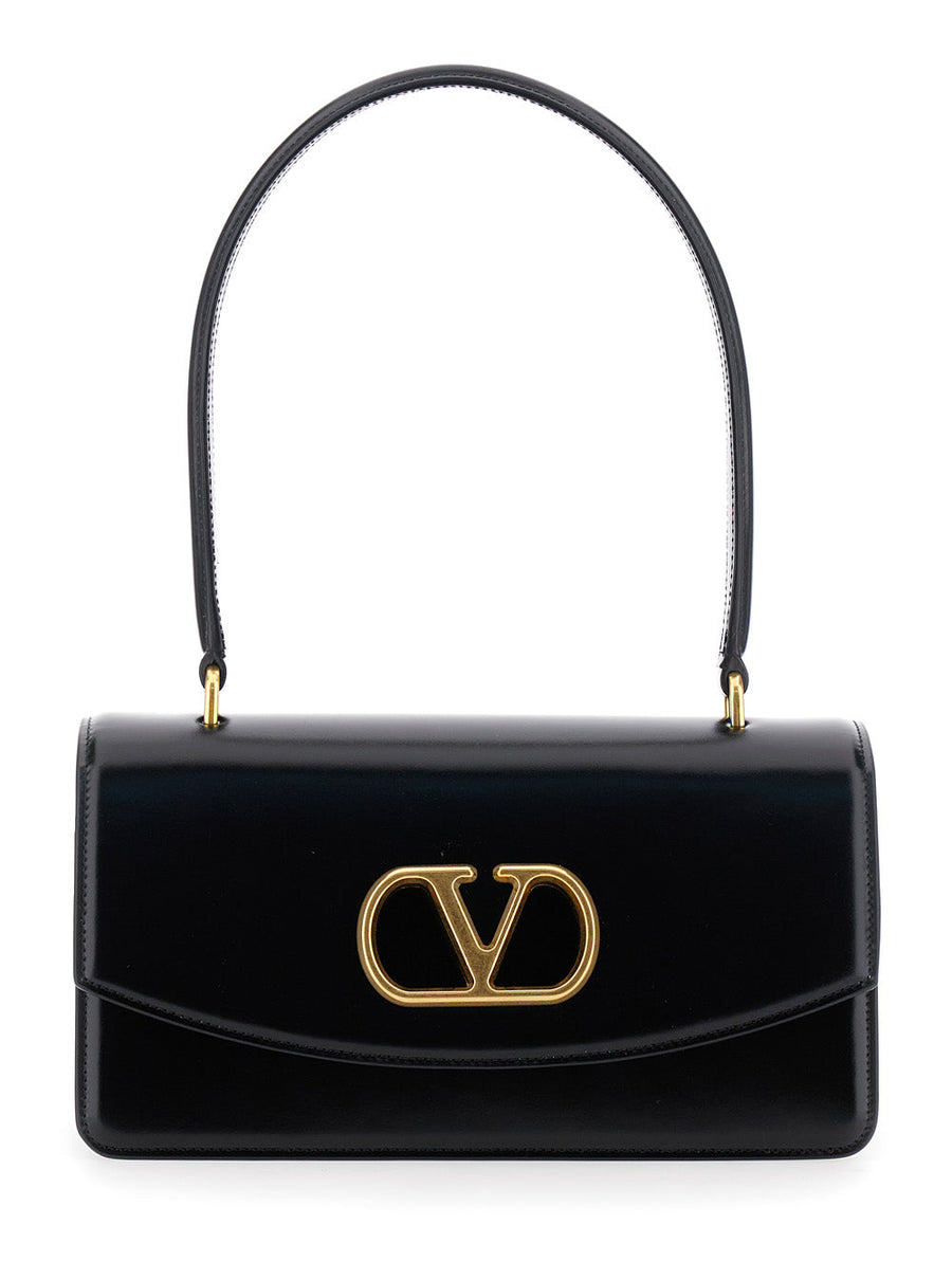 Valentino Garavani Vlogo Shoulder Bag — Black Calf