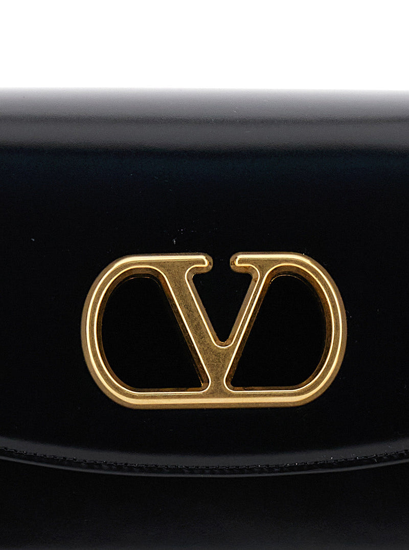 Valentino Garavani Vlogo Shoulder Bag — Black Calf