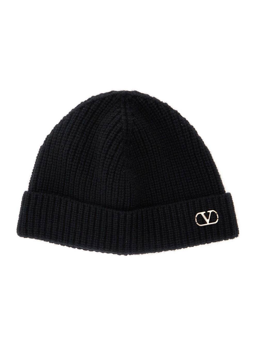 Valentino Garavani 7y2hb02g Cashmere Knit Beanie — Black Beanies