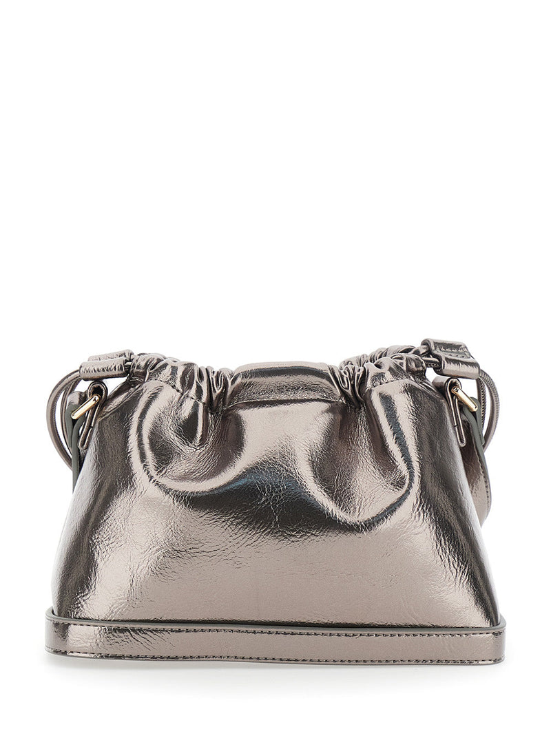 A.p.c. Metallic Drawstring Shoulder Bag — Silver Polyurethane