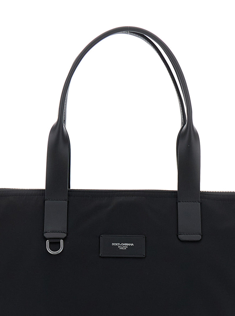 Dolce & Gabbana Tech Fabric Logo Tote Bag — Black Polyamide