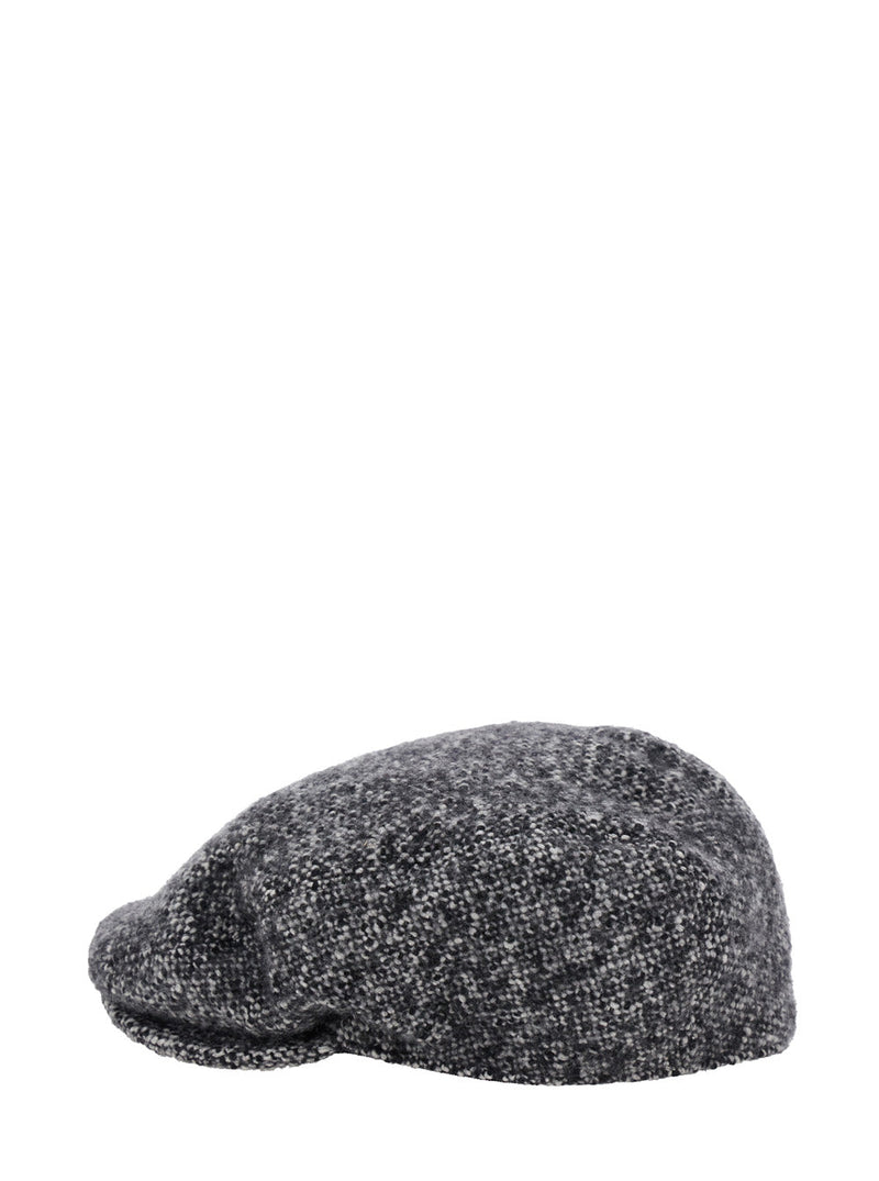Dolce & Gabbana Gh587a Virgin Wool Blend Tweed Flat Cap — Gray Polyamide Caps