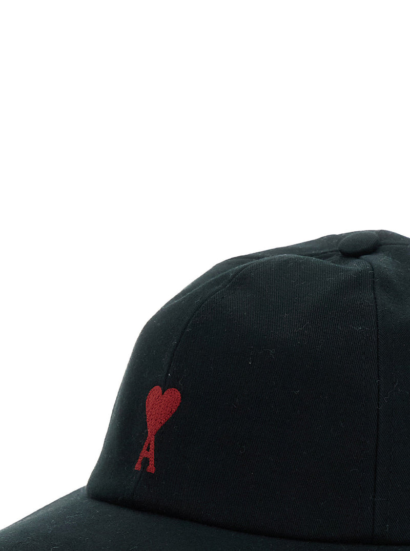 Ami Paris Bfucp006 Adc Logo Embroidered Cotton Baseball Cap — Black Caps