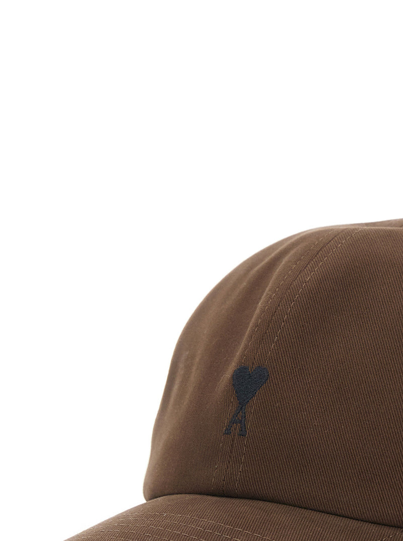 Ami Paris Ucp265 Baseball Cap — Brown Polyamide Caps