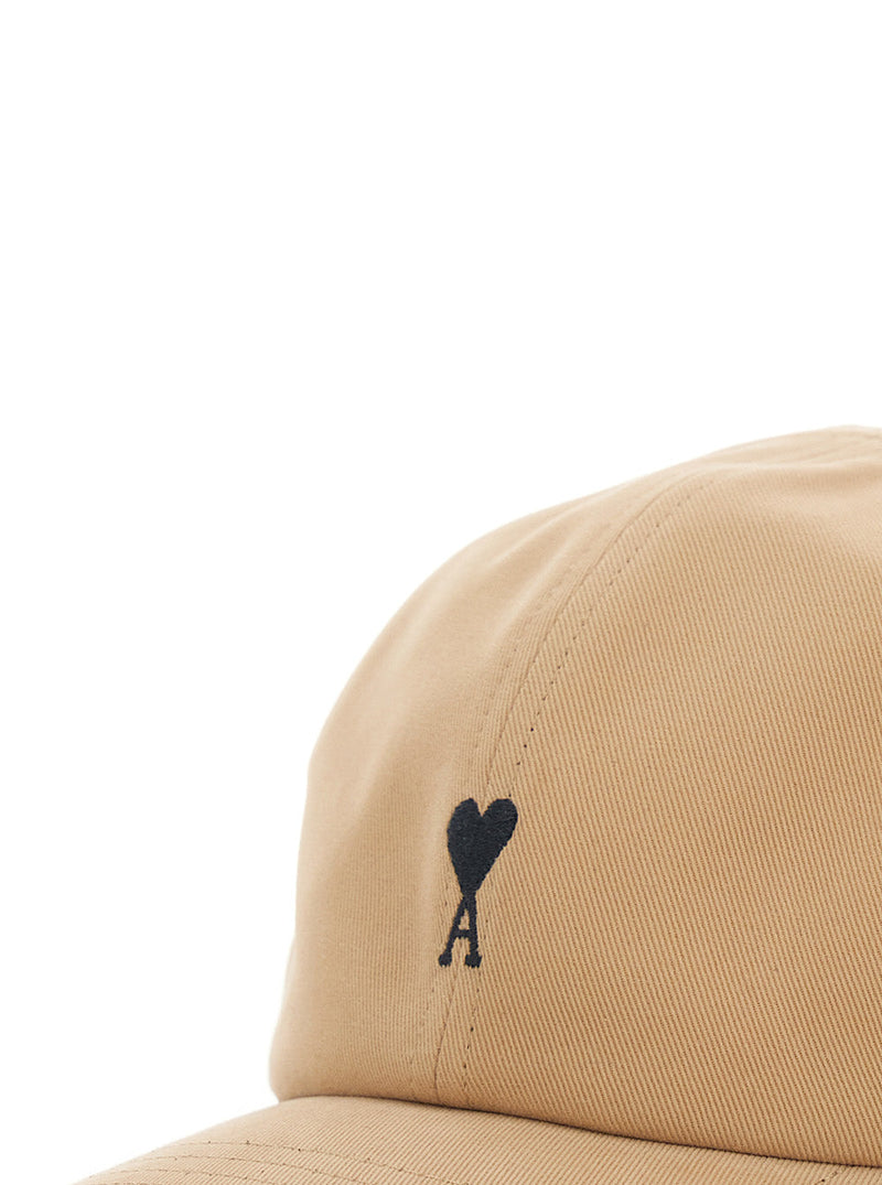 Ami Paris Ucp265 Baseball Cap — Beige Tech Fabric Caps