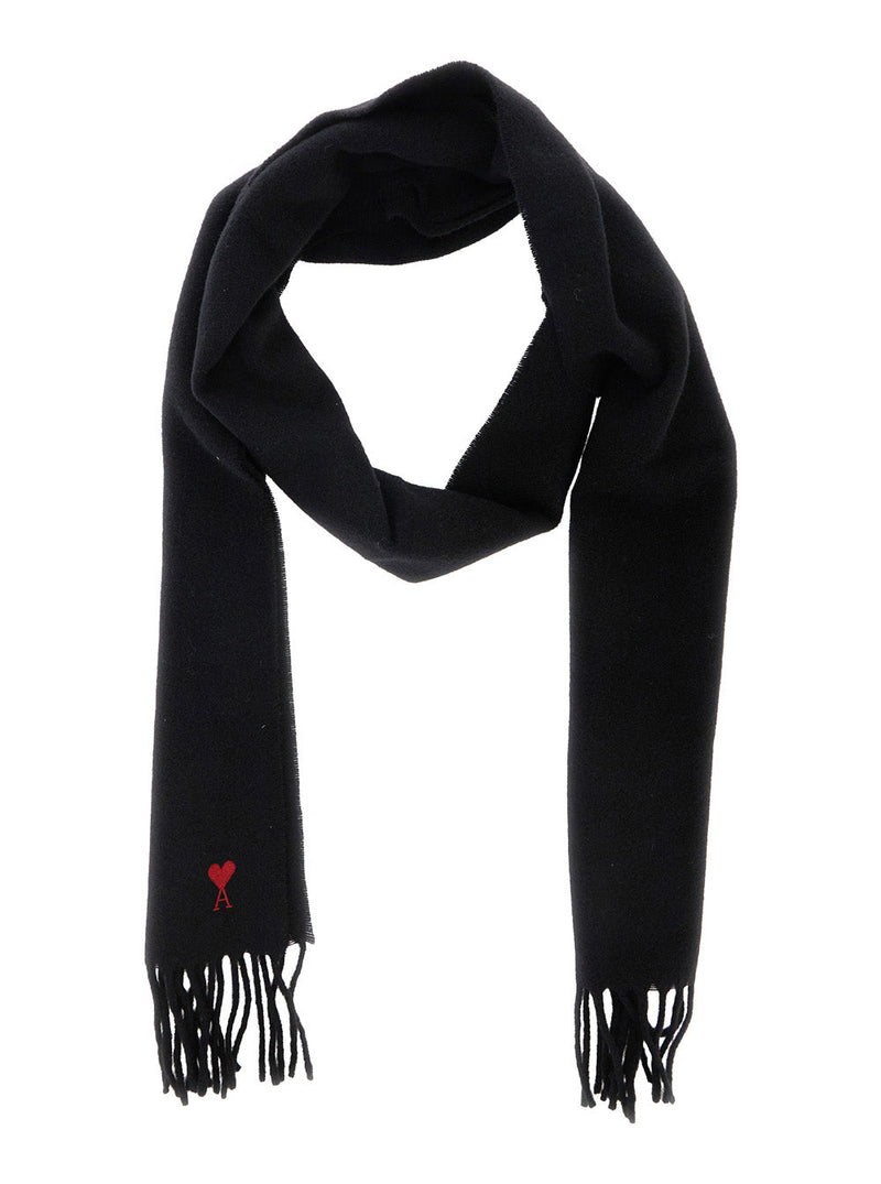 Ami Paris Wool Scarf — Black Scarfs