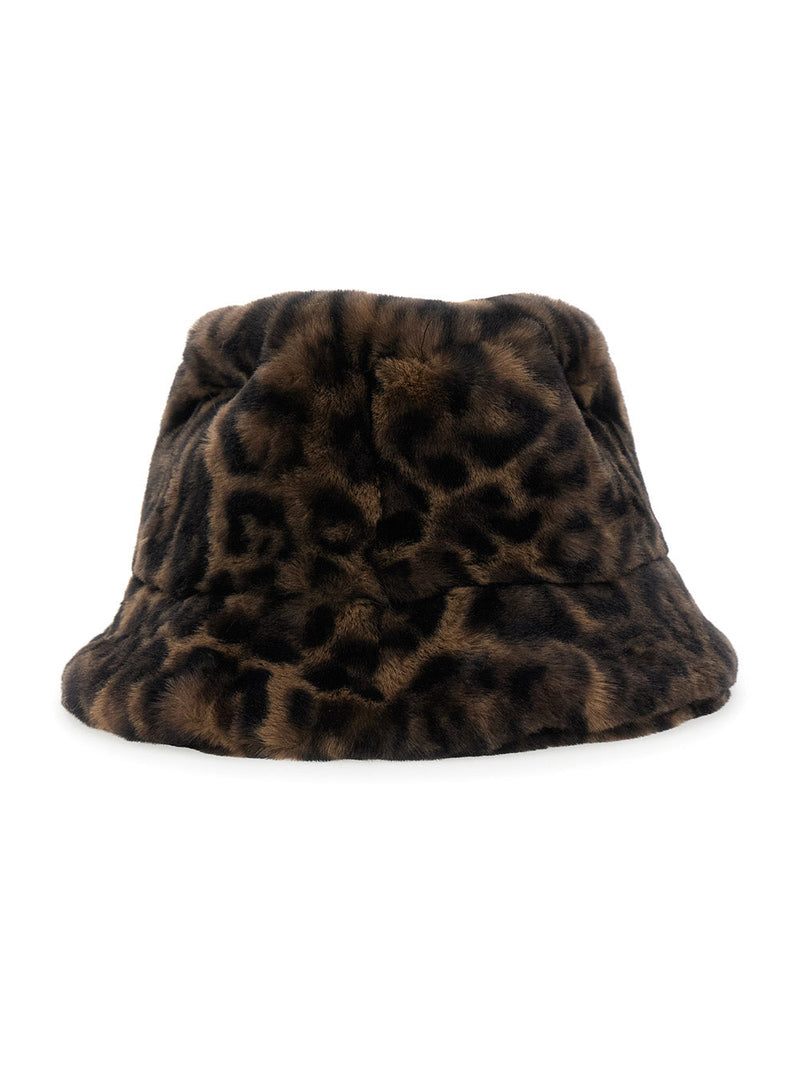 Apparis F4ha053 Leopard Print Eco-Leather Bucket Hat — Brown Polyester