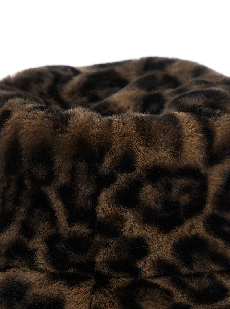 Apparis F4ha053 Leopard Print Eco-Leather Bucket Hat — Brown Polyester