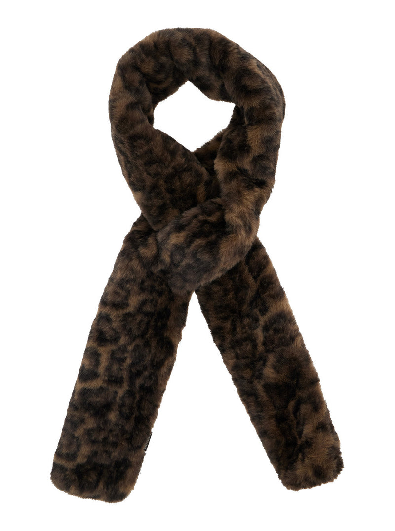 Apparis Leopard Eco-Leather Scarf — Brown Polyester Scarfs