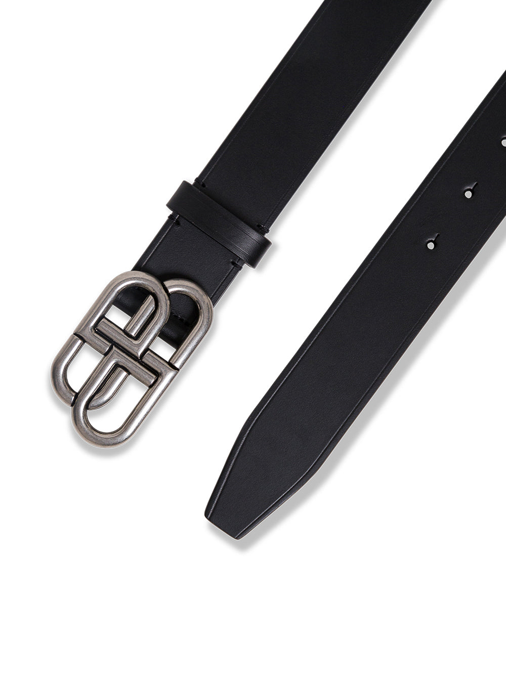 Balenciaga Bb Buckle Leather Belt — Black Calf