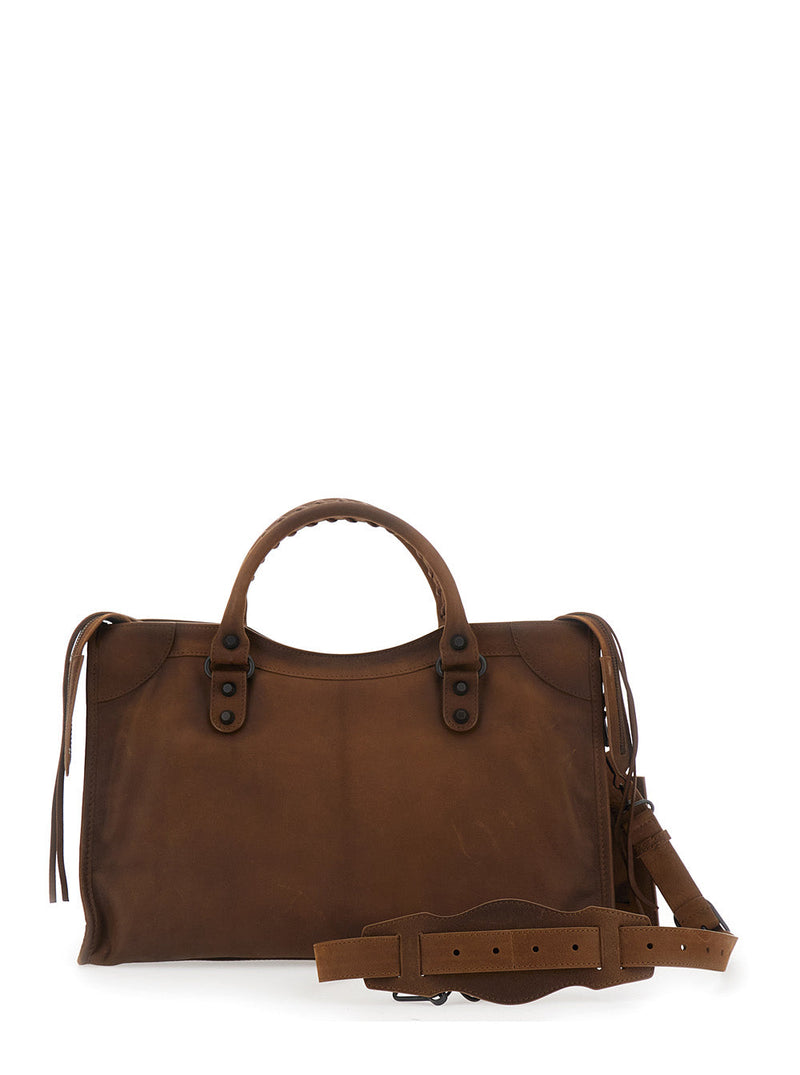 Balenciaga Le City Shoulder Bag — Brown Leather