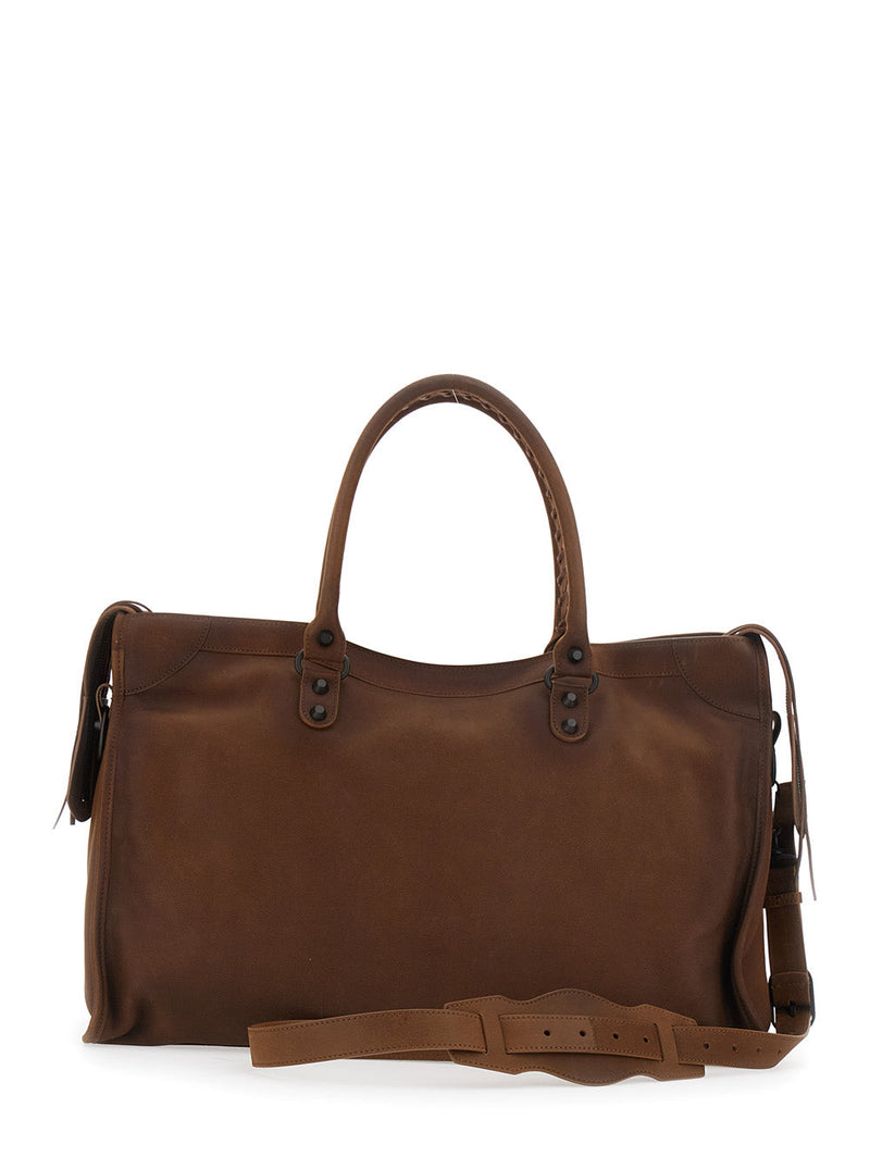 Balenciaga Le City Shoulder Bag — Brown Leather
