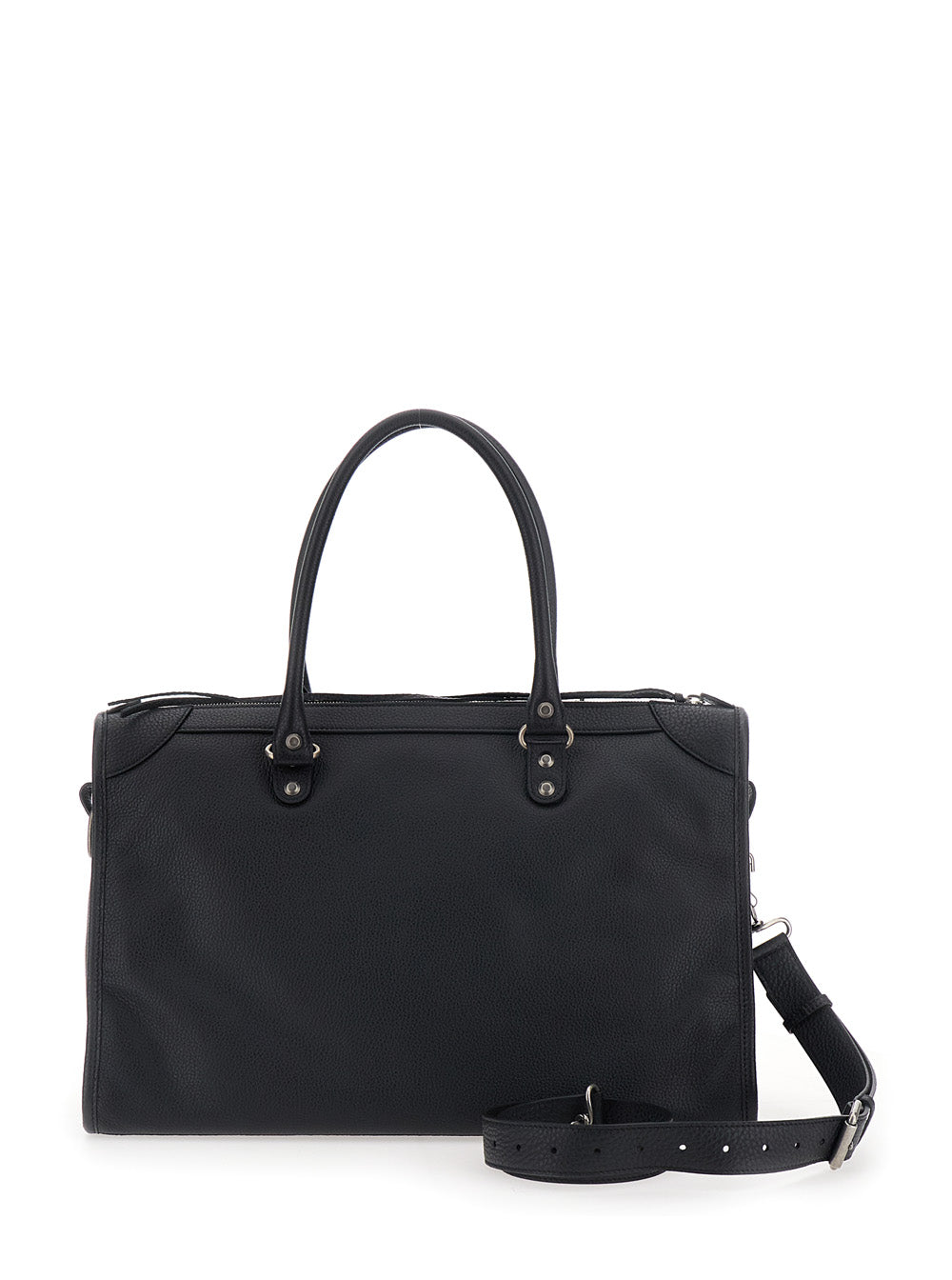 Balenciaga Grainy Calf Leather Top Handle Bag — Black