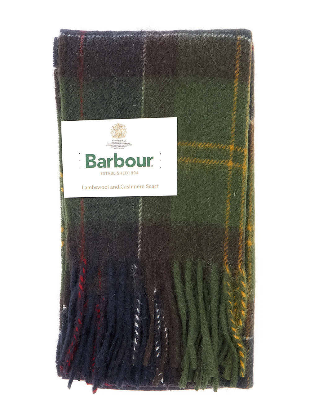 Barbour Tartan Lambswool And Cashmere Scarf — Green Acrylic Scarfs