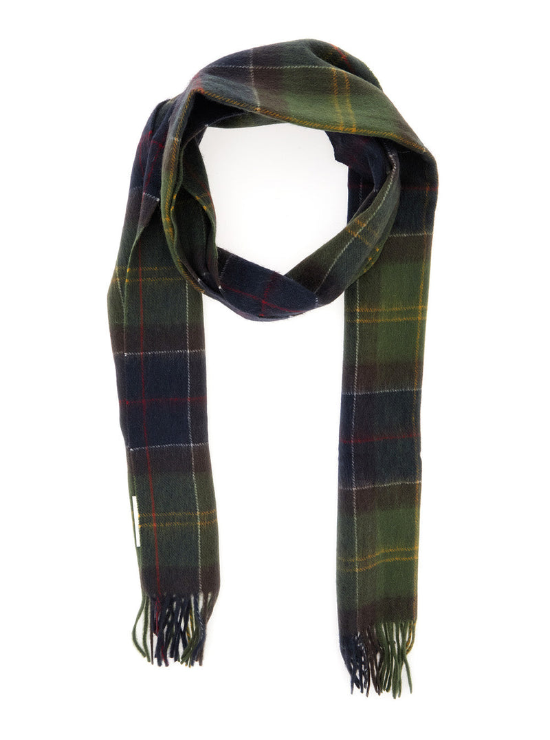 Barbour Tartan Lambswool And Cashmere Scarf — Green Acrylic Scarfs