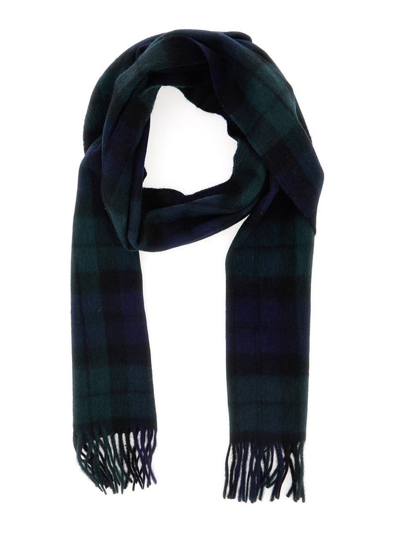 Barbour Lambswool And Cashmere Scarf — Navy Wool Scarfs