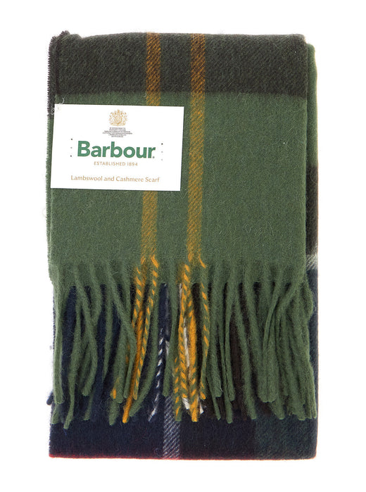 Barbour Lambswool And Cashmere Plaid Scarf — Green Scarfs